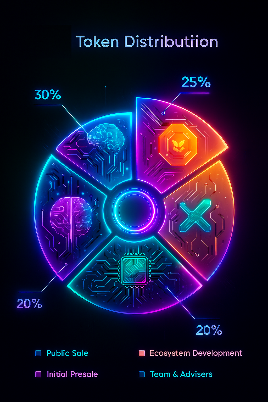 Pie chart of GRO66J token distribution